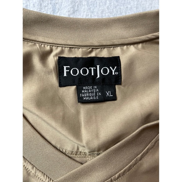 FootJoy Golf Pullover Jacket Beige XL V-Neck Lightweight Water Resistant - Picture 3 of 9